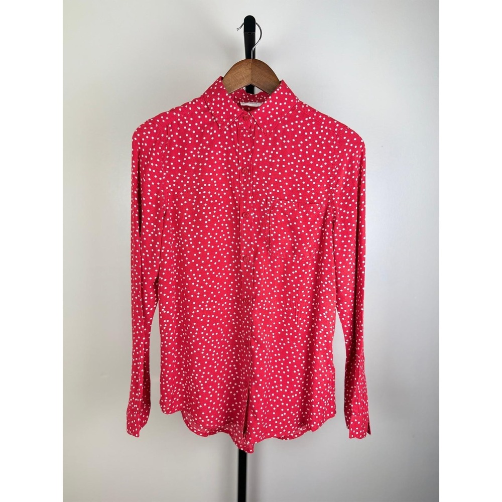 Women's VTG Style Polka Dot Button Down Shirt Pin Up 90's Minimalist Chic